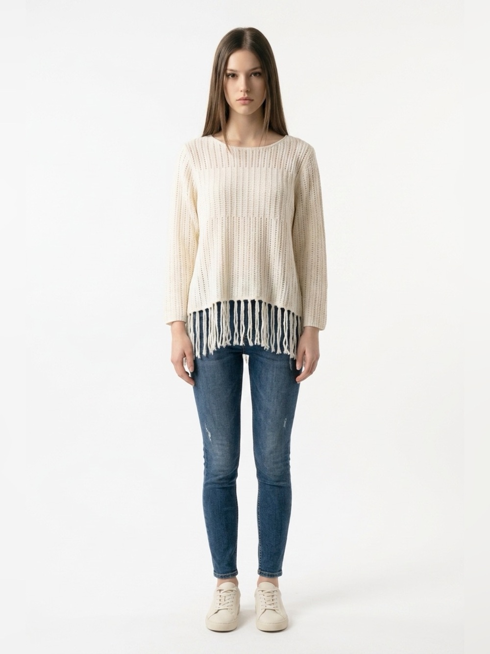 NIC+ZOE Cream Textured Knit Top-1X
